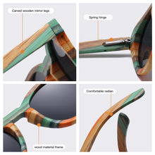 GM Color Bamboo Oval Wood Polarized UV-400 Protection Unisex Sunglasses With Wooden Square Box