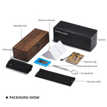 GM Color Bamboo Oval Wood Polarized UV-400 Protection Unisex Sunglasses With Wooden Square Box