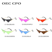 CPO Oversized Women Triangle Cat Eye Rimless Sunglasses with UV-400