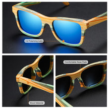 GM New Square Skateboard Wood Bamboo Sunglasses Polarized And UV-400 For Unisex