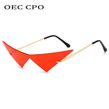 CPO Oversized Women Triangle Cat Eye Rimless Sunglasses with UV-400