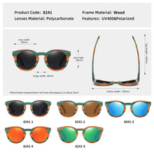 GM Color Bamboo Oval Wood Polarized UV-400 Protection Unisex Sunglasses With Wooden Square Box