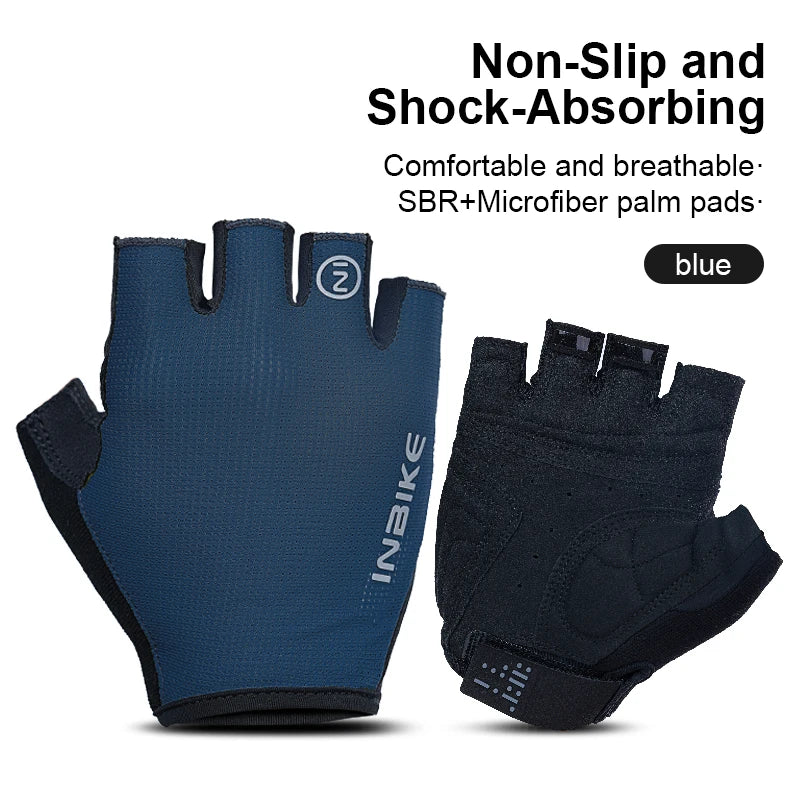 (New Arrival) INBIKE Summer Unisex Cycling Half Finger Gloves Shock-absorption  Breathable Sports Apparel Gloves