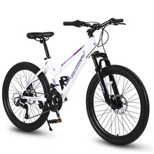 (New Arrival) Ecarpat Mountain Bikes 24 26 Inch Wheels, 21-Speed Disc Brake, Female Bicycles, 15" Steel Frame Front Fork Suspension