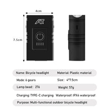 (New Arrival) LED T6 Type-C Rechargeable Front Bike Light Waterproof Accessories.