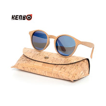 Kenbo Cork Wood Oval Bamboo Grain Polarized Unisex Sunglasses With Eye Case