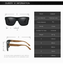 DUBERY Natural Wooden Men Polarized Sunglasses