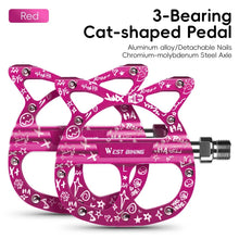 (New Arrival) WEST BIKING 3 Bearing Cat Pedal MTB Road Bike Cat Shaped Pedals with Seal Bearings Flat Platform Bike Parts