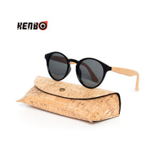 Kenbo Cork Wood Oval Bamboo Grain Polarized Unisex Sunglasses With Eye Case