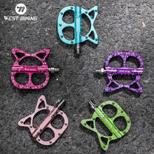 (New Arrival) WEST BIKING 3 Bearing Cat Pedal MTB Road Bike Cat Shaped Pedals with Seal Bearings Flat Platform Bike Parts