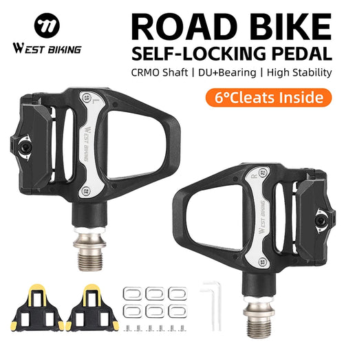 (New Arrival) WEST BIKING Self Locking Bicycle Pedal Professional SPD System Road Bike Pedal With Cleat Ultralight DU Bearing Bike Accessories