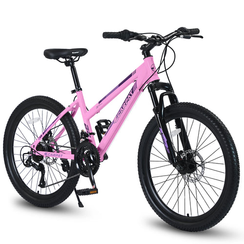 (New Arrival) Ecarpat Mountain Bikes 24 26 Inch Wheels, 21-Speed Disc Brake, Female Bicycles, 15