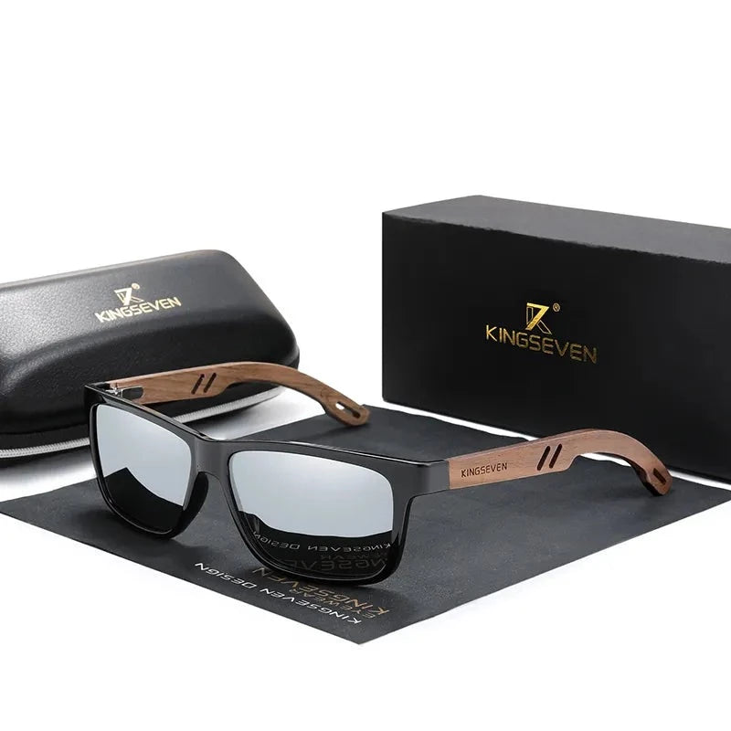 (New Arrival) KINGSEVEN 100% Polarized  Men Wooden Sunglasses With UV400 Protection