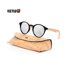 Kenbo Cork Wood Oval Bamboo Grain Polarized Unisex Sunglasses With Eye Case