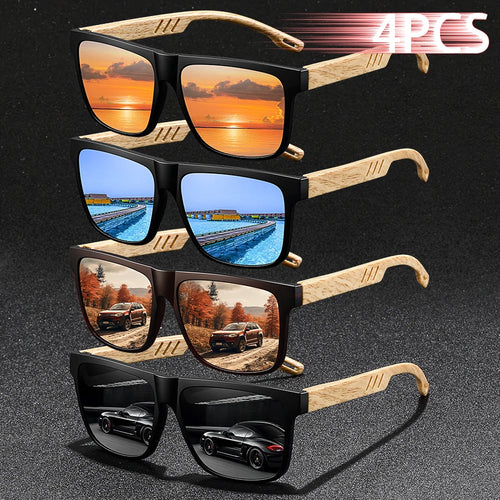 (New Arrival) 4PCS Designer Unisex Sunglasses Set Classic Fashion Colorful Lenses for Outdoor Activities Like Fishing Travel Running Driving.