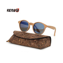 (New Arrival) Kenbo Cork Wood Oval Bamboo Grain Polarized Unisex Sunglasses With Eye Case